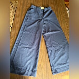 Max Studio London Elegant Wide Leg, High Rise Navy Women's Pants L